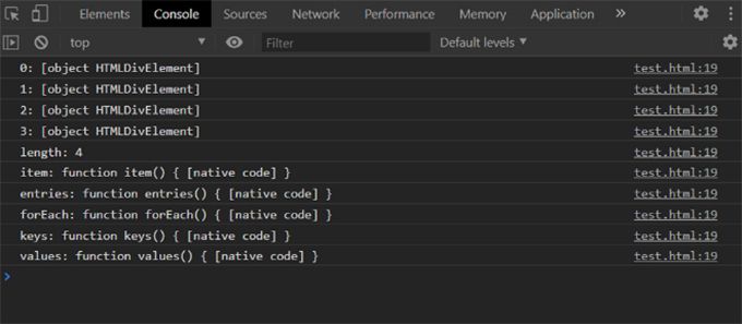 console.log