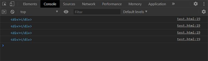 console.log